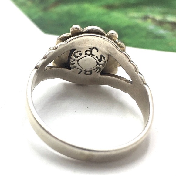 Navajo Ring Apple Coral S.Silver Native American Indian.Navajo coral silver ring - Picture 4 of 4